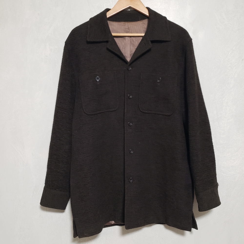 Axis Italy Dark Brown Wool Blend Button Front Jacket